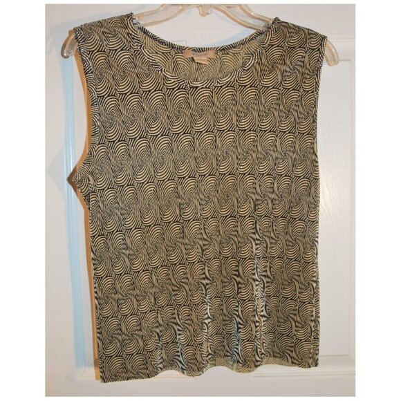 Plissé Sleeveless Swirl Print Pattern Blouse Top Shirt Size L - Picture 1 of 3
